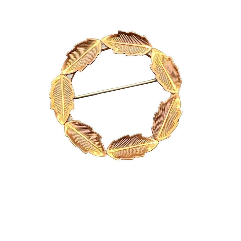 Vintage Bell Copper Solid Copper Leaf Wreath Lape… - image 4